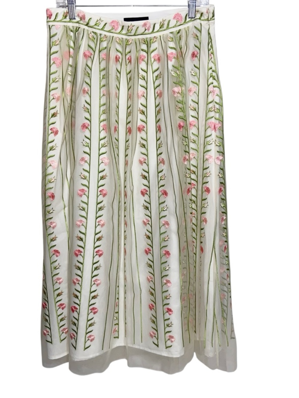 Talbots Skirt Womens Size 10 Embroidered Tulle Linear Floral Fit & Flare Midi - Picture 2 of 14